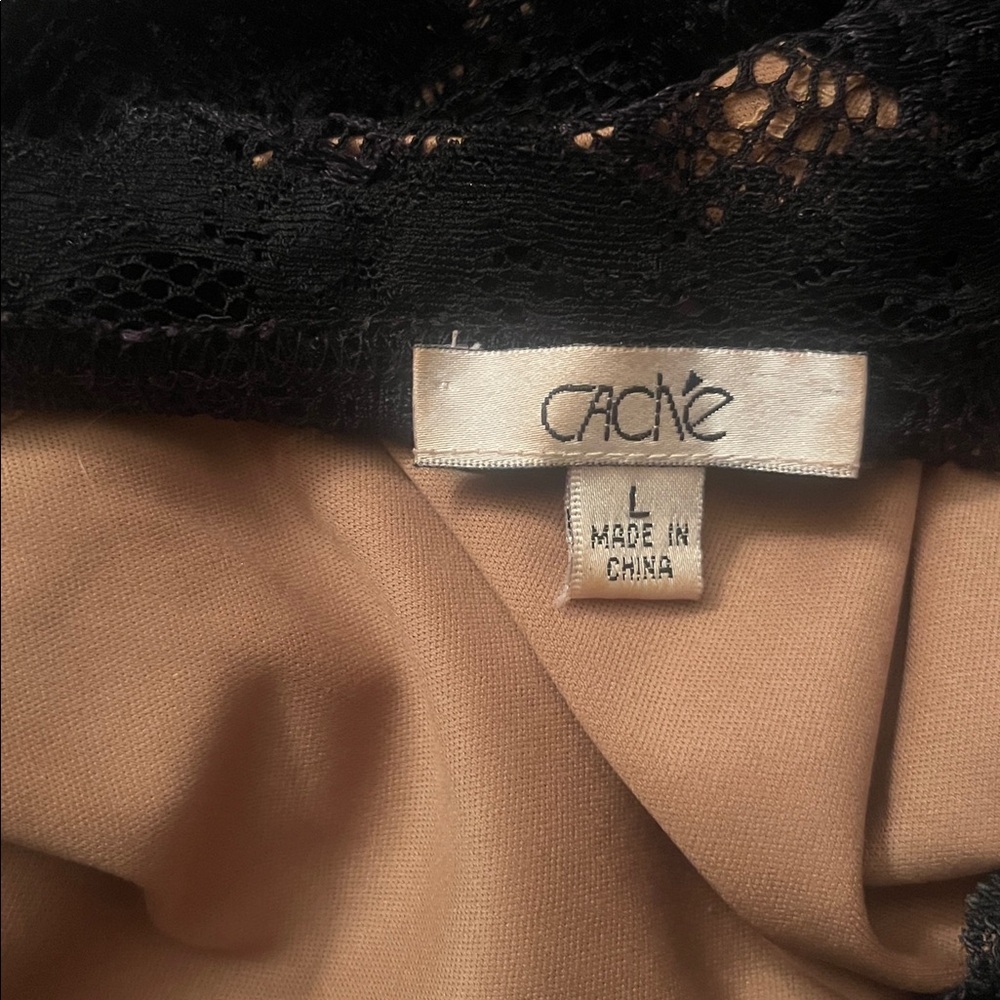 Vintage caché lace mesh top black with tank size L - Picture 6 of 8